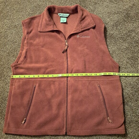 Columbia fleece vest in a burnt orange or rust color. - Picture 5 of 7